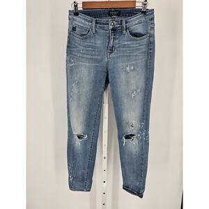 Judy Blue Womens Blue Skinny Fit Button Closer Distressed  Jeans Size 9/29